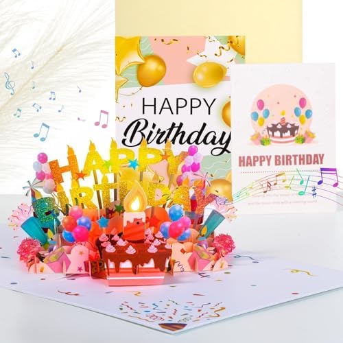Lupow 3D Pop Up Musical Birthday Card with Lights