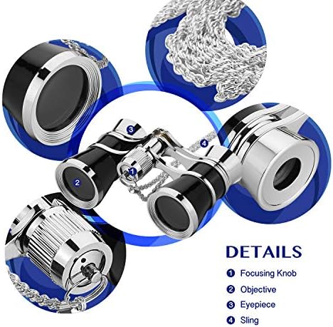 Aomekie 3X25 Opera Binoculars Compact Folding with Chain for Adults