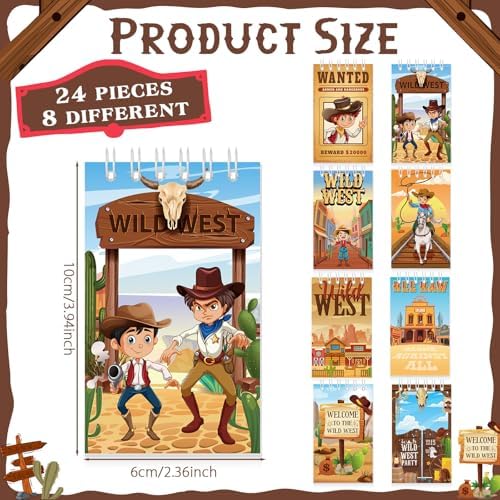 Faccito 24 Pcs Western Cowboy Mini Notepads