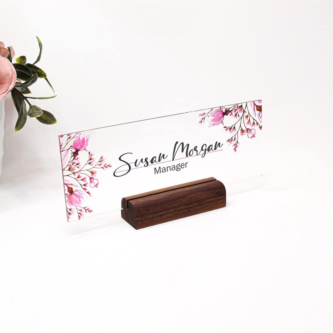 Teacher Desk Nameplate with Acrylic and Wood Base
