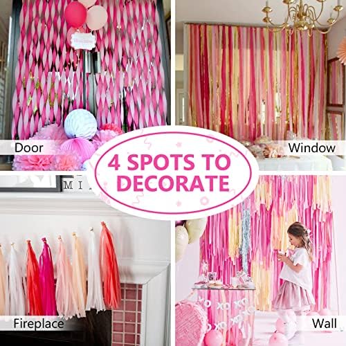 PartyWoo Crepe Paper Streamers 4 Rolls Hot Pink and Pink