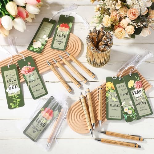 Spakon 35 Set Mothers Day Bible Verse Bookmarks Bamboo Pens Gift Bags
