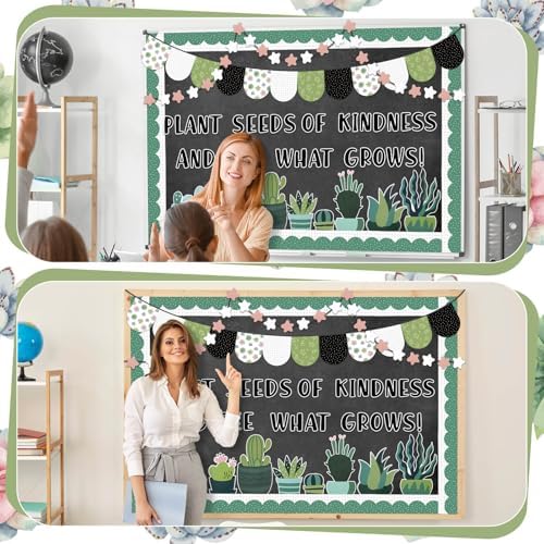 120 Pcs Potted Plant Bulletin Board Set for Classroom and Home