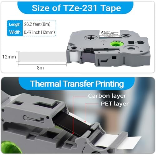 6-PK Lonitul Label Tapes for Brother TZe-231