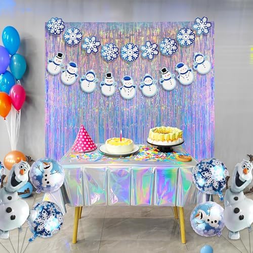 GREATRIL Iridescent Party Streamers Backdrop 2 PCS
