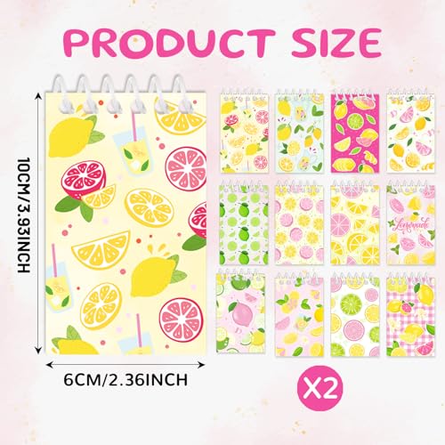 Lemon Mini Spiral Notebooks 24 Pcs Party Favors