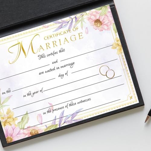 25 Pcs Gold Foil Wedding Certificates 11x85 Inch Blank Ceremony Paper