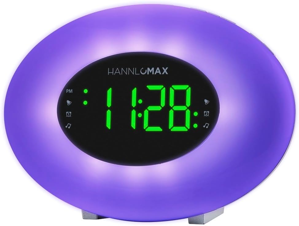 HANNLOMAX HX-162CR Clock Radio with RGB Light and Dual Alarm