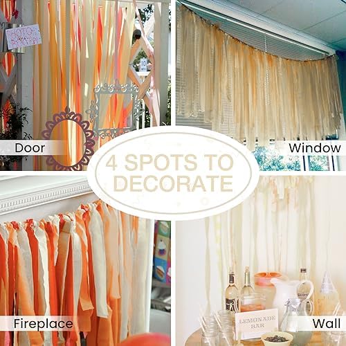 PartyWoo White Crepe Paper Streamers 4 Rolls 328ft Pack