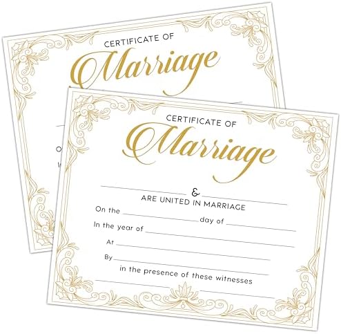 Marriage Certificates for Newlyweds 25Pcs Gold Foil Edges