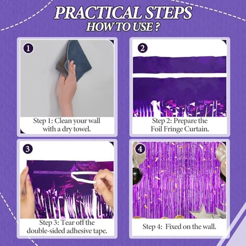 3 Pack Foil Fringe Curtains for Party Backdrop
