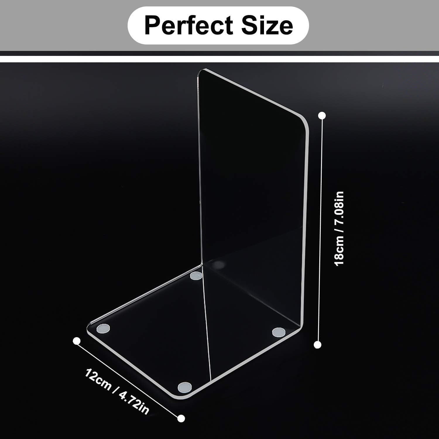 MerryNine Clear Book Ends 2pcs for Heavy Books