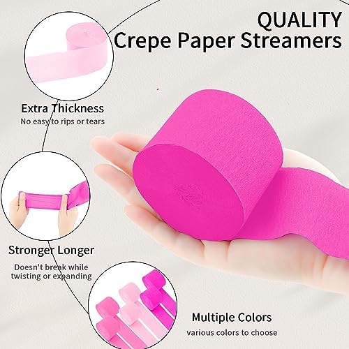Crepe Paper Streamers - 6 Rolls 492ft Pink Party Decorations