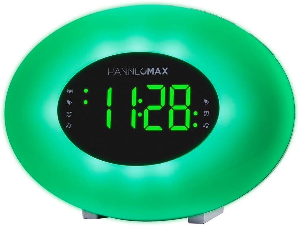 HANNLOMAX HX-162CR Clock Radio with RGB Light and Dual Alarm