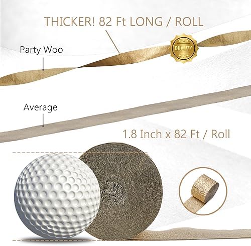 PartyWoo Crepe Paper Streamers 6 Rolls 492ft Burgundy Gold