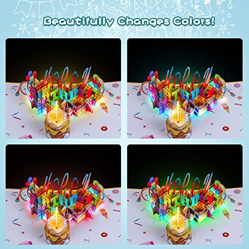 3D Musical Birthday Popup Card with LED Lights and Blowable Candles