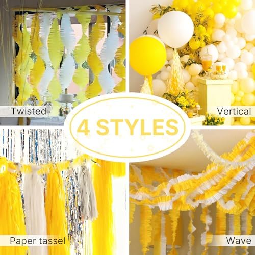 PartyWoo Crepe Paper Streamers 4 Rolls Yellow