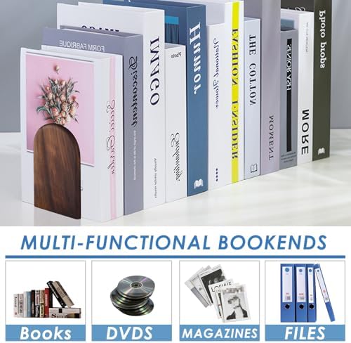 Sturdy Wooden Bookends - Non-Slip Decorative 1 Pair