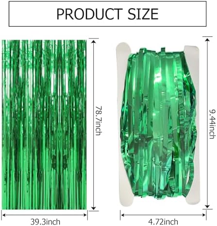 2 Pack Green Foil Streamers Backdrop for Parties and Photo Booths