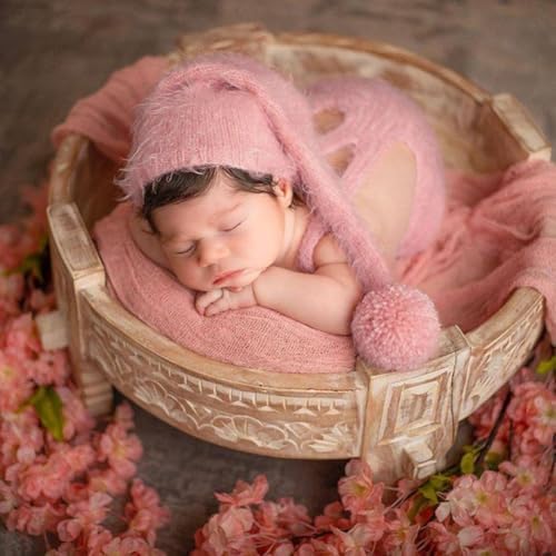 Vomdrok Newborn Baby Romper Hat and Pants Set