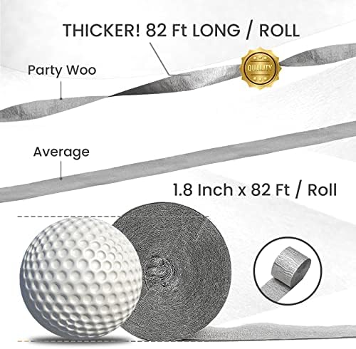 PartyWoo Crepe Paper Streamers 4 Rolls Silver 328ft Total