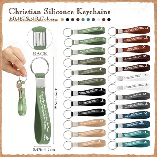 50 Set Christian Gift Bundle Bamboo Pens Scripture Keychains Bible Bookmarks