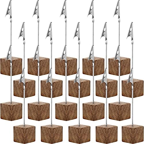 20 Pcs Wood Cube Memo Clip Holder with Alligator Clips
