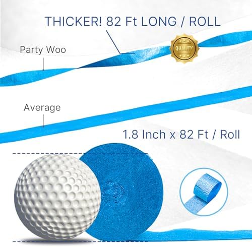 PartyWoo Blue Crepe Paper Streamers 6 Rolls 492ft Pack