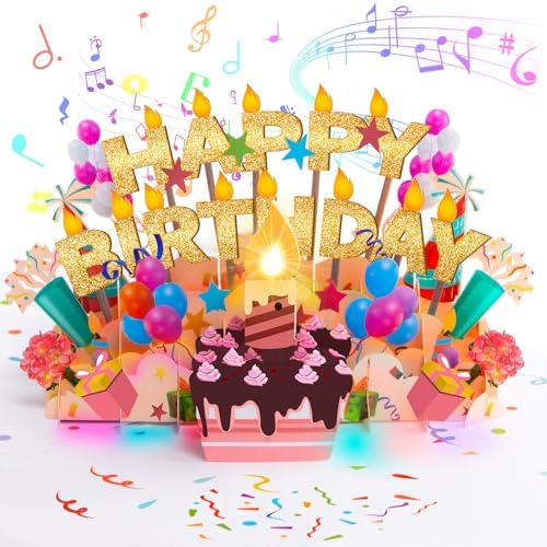 Lupow 3D Pop Up Musical Birthday Card with Lights