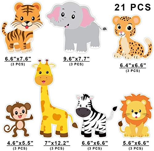 Zoo Animal Cutouts for Baby Shower Birthday Bulletin Board 21 Count