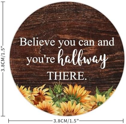 3 Inch Round Label Stickers 100pcs Believe You Can Quotes Decals