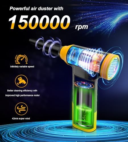Cordless Electric Air Duster - 150000 RPM for Keyboard Cleaning