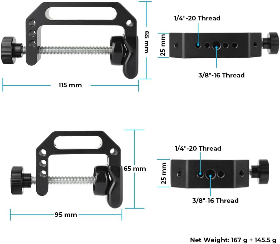 CAMVATE C Clamp with Threaded Holes for Photography