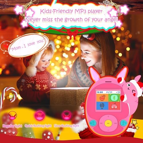 Wiwoo 64GB Kids MP3 Player with Bluetooth and LED Lights