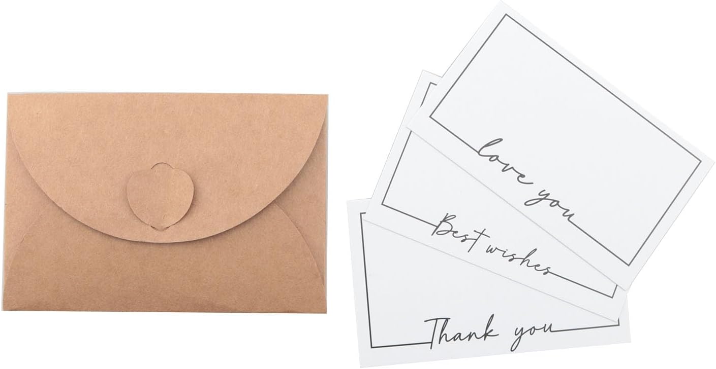 15PCS Kraft Mini Envelope Gift Card Holder with Heart Clasp