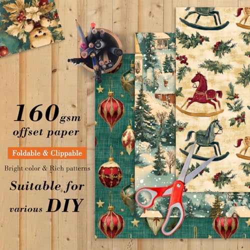EAMOTOL 6 Inch Christmas Cardstock Paper Pad - 24 Sheets Decorative