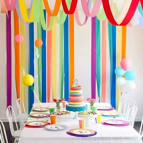 12 Rolls Crepe Paper Streamers for Party Decorations