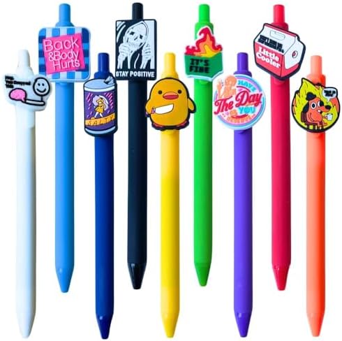 9pc Funny Charm Pen Set with Humor Designs