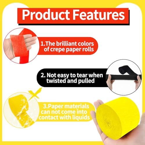 Cartoon Monster Birthday Decorations 8 Rolls Crepe Paper Streamers