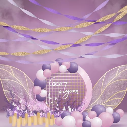 Purple Gold Crepe Paper Streamers 8 Rolls 18 Inch x 82 Ft