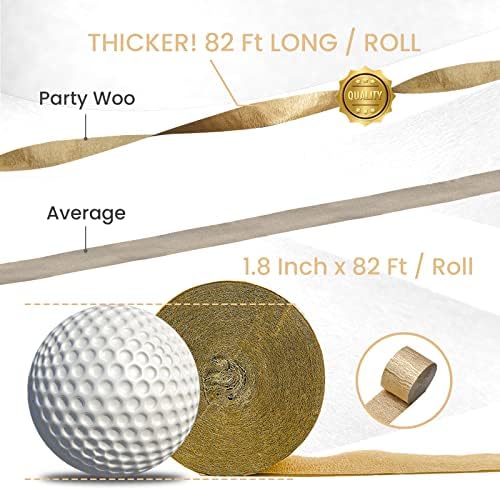 PartyWoo Gold Crepe Paper Streamers 4 Rolls 328ft