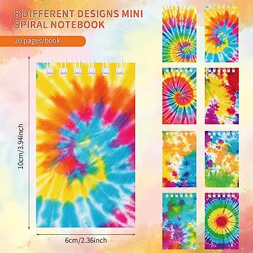 Zonon 48 Pcs Mini Tie Dye Notebooks