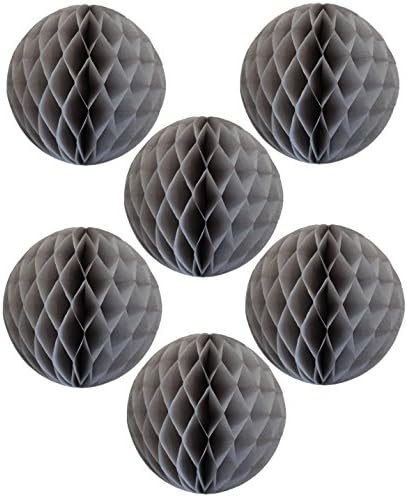 6-Pack 5 Inch Gray Honeycomb Tissue Paper Balls 1
