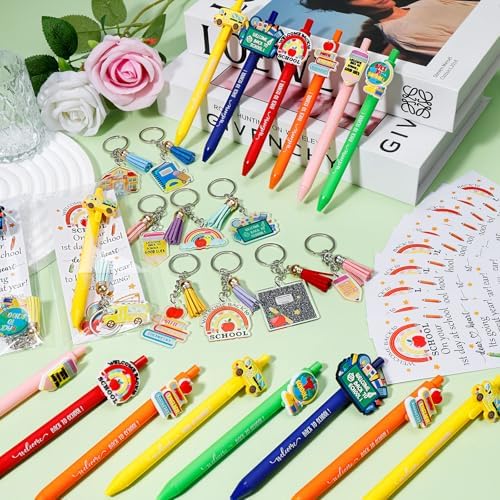 24 Piece Back to School Pens Keychains Greeting Cards Set