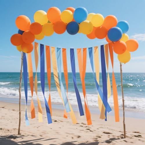 Blue and Orange 8 Rolls Crepe Paper Streamers for Parties