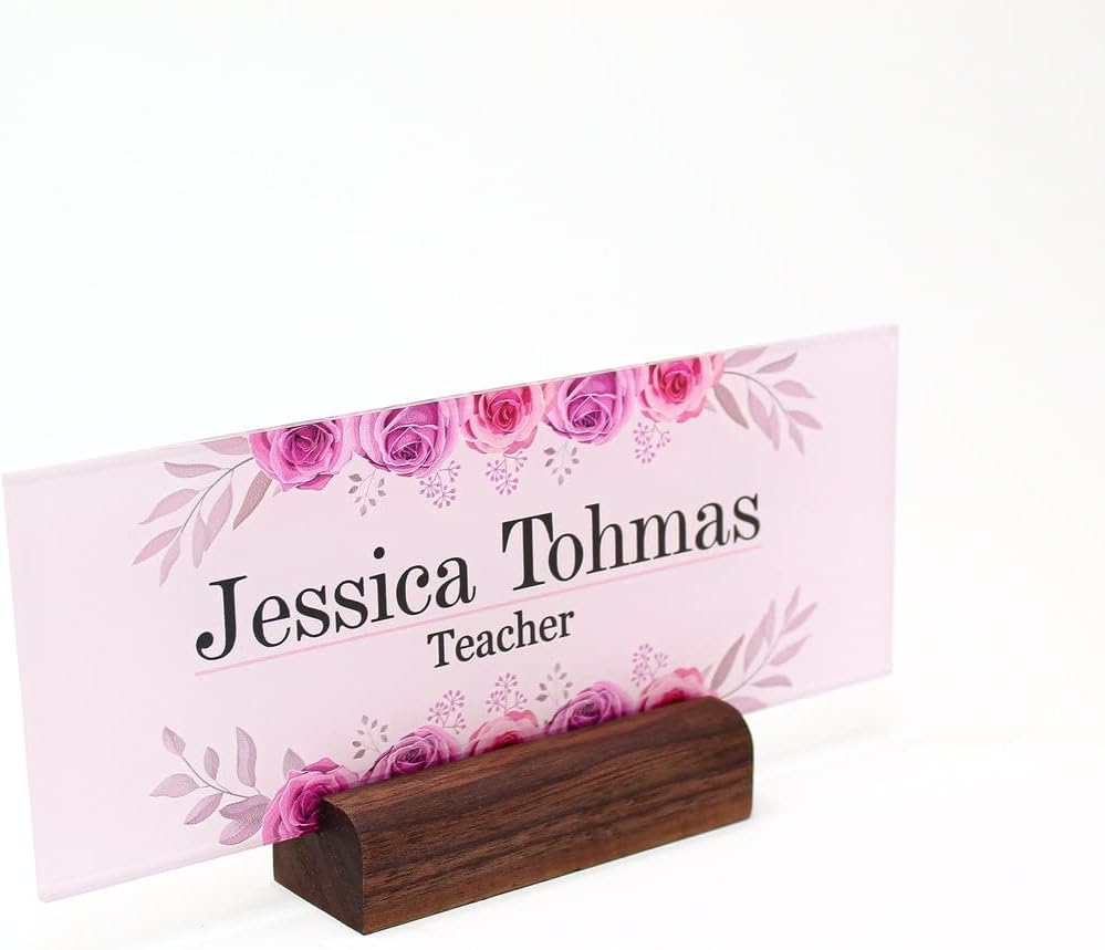 Classy Executive Pink Desk Name Plate with Custom Text