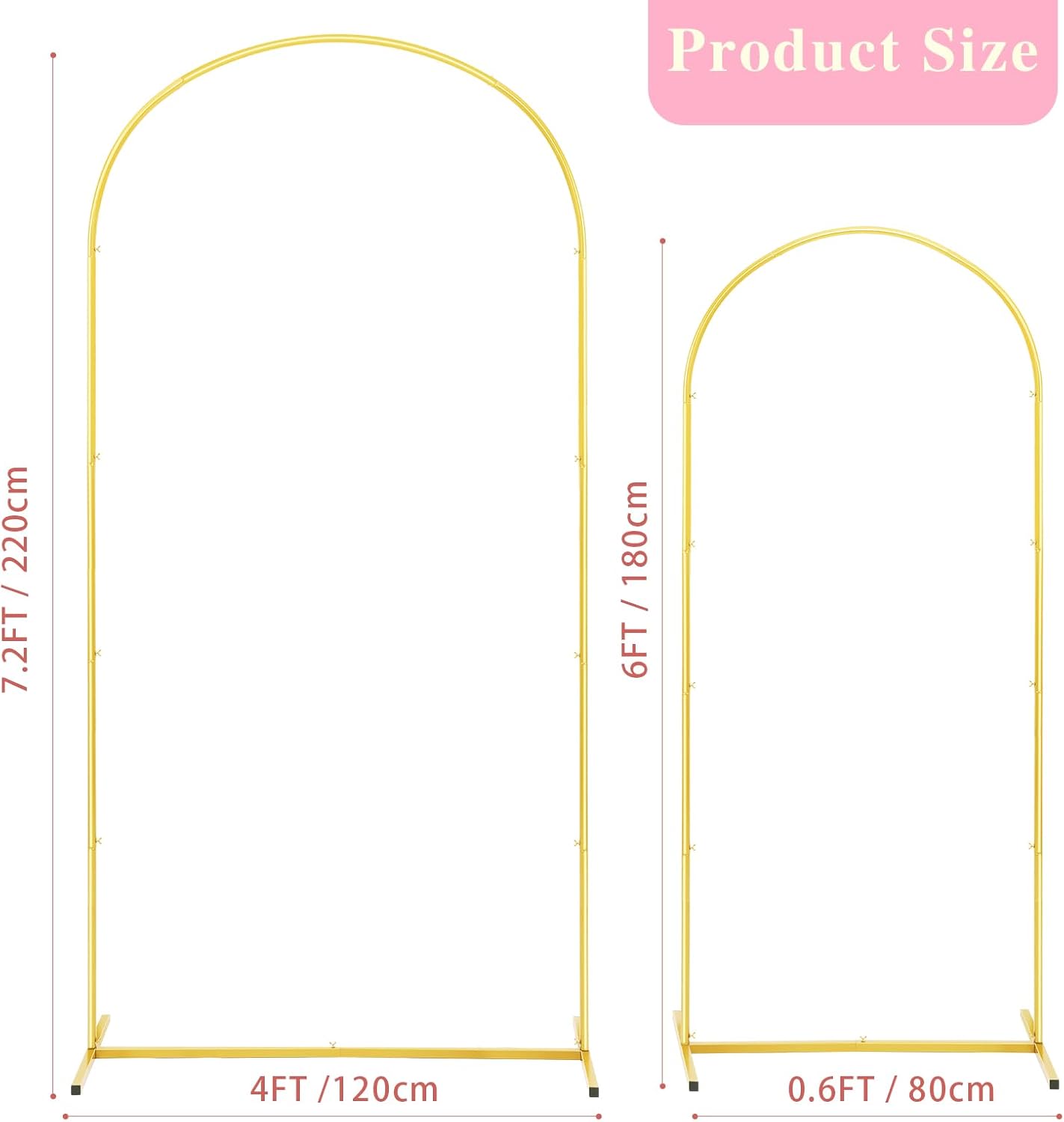 6FT Gold Metal Wedding Arch Backdrop Stand