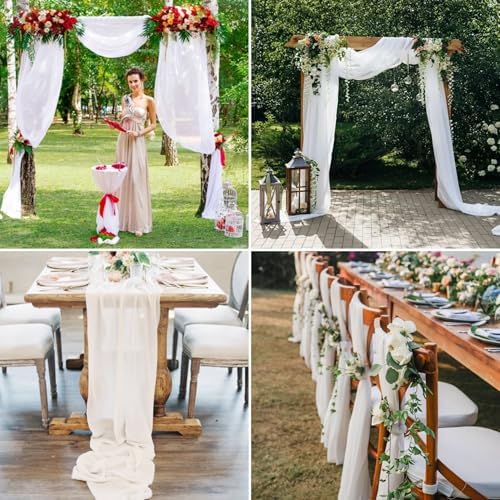 4 Panels Chiffon Wedding Arch Drapes White 20ft x 28in