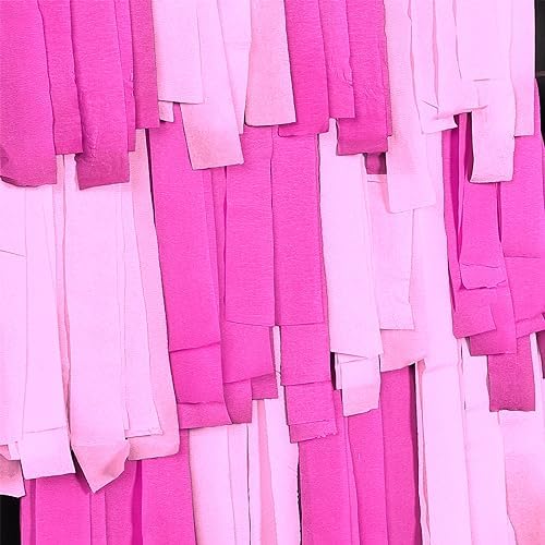 PartyWoo Pink Crepe Paper Streamers 6 Rolls 492 ft Pack