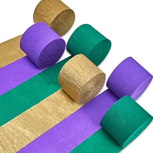 PartyWoo Mardi Gras Crepe Paper Streamers 6 Rolls
